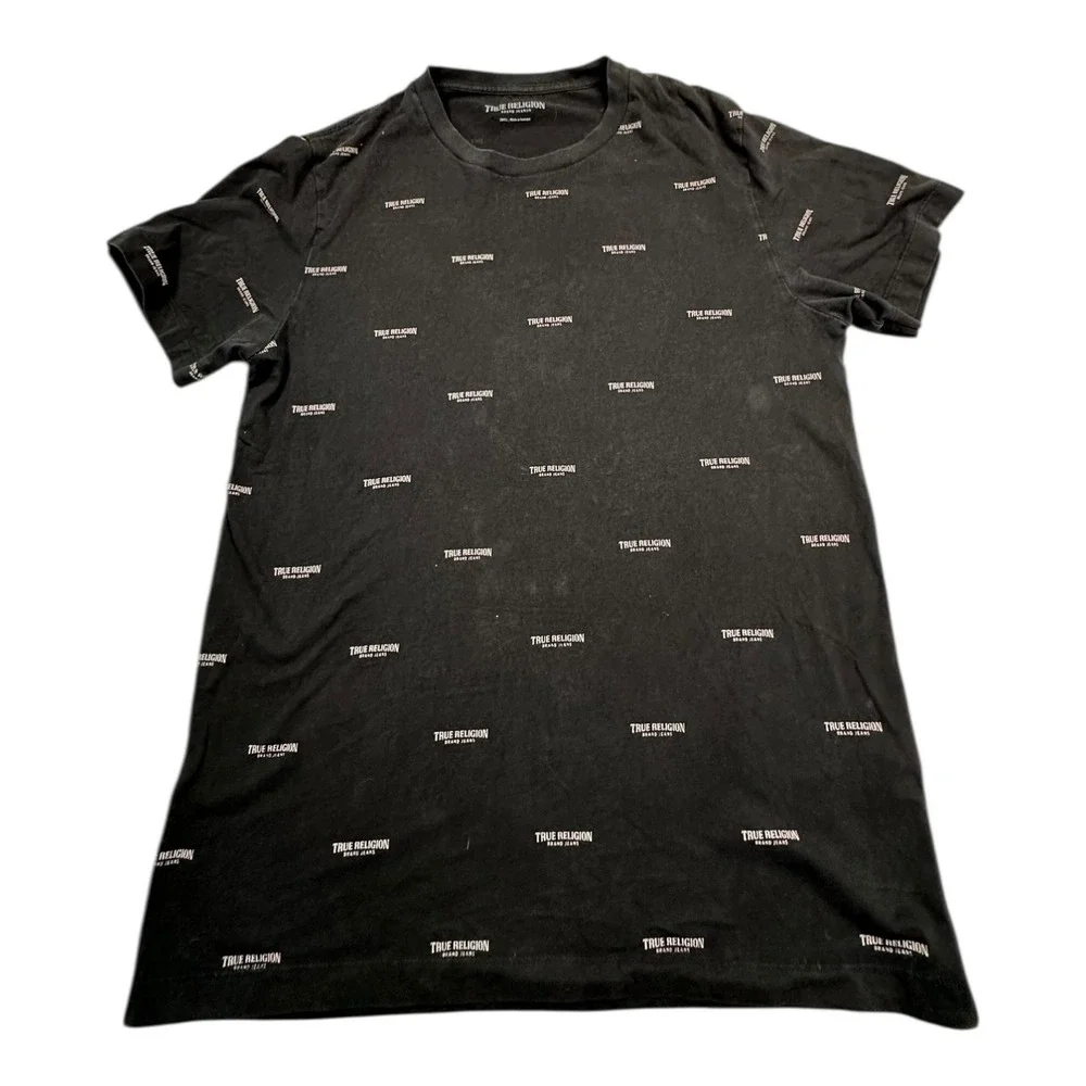 True‎ Religion All Over Logo T Shirt Black Size Small